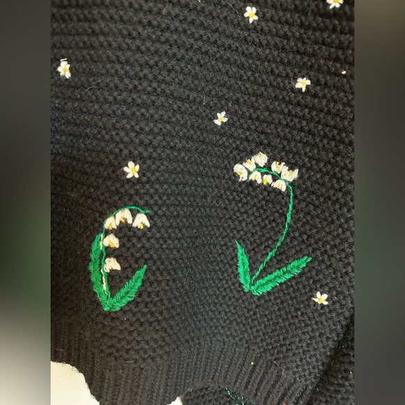 VALENTINO - LILY OF THE VALLEY HAND-EMBROIDERED VIRGIN WOOL CARDIGAN IN EERO M - Picture 7 of 9